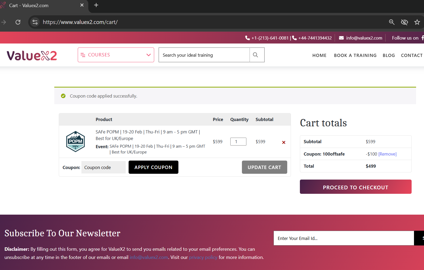 ValueX2 SAFe POPM USD 100 Discount Voucher Code process
